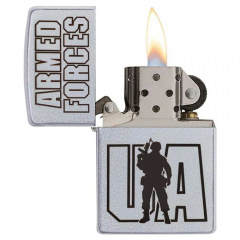 Зажигалка бензиновая Zippo 205 Classic street chrome с гравировкой Збройні сили України (205 AFU) Косів