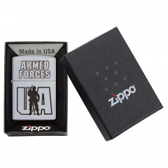 Зажигалка бензиновая Zippo 205 Classic street chrome с гравировкой Збройні сили України (205 AFU) Косів