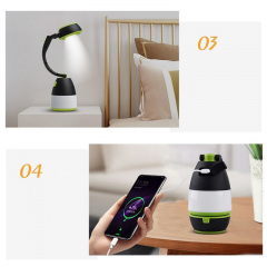 Лампа-фонарь для кемпинга с повербанком SUNROZ Camping LED Lamp 4 в 1 Черно-Зеленый (SUN7320) Коростень