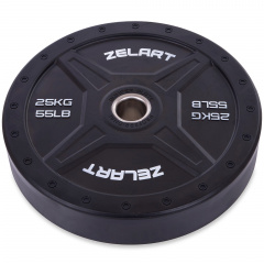 Бамперные диски для кроссфита Zelart TA-2258-25 25кг Черный Чернігів