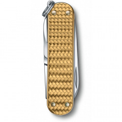 Складной нож Victorinox Classic SD Precious Alox Brass Gold 58 мм 5 функций Золотистый рифленый (0.6221.408G) Киев