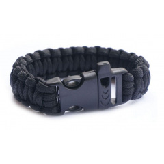 Браслет огниво свисток паракорд для выживания туристический тактический Paracord 24,5*2,5 см черный ( X7-022 ) Самбор