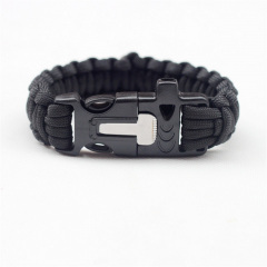 Браслет огниво свисток паракорд для выживания туристический тактический Paracord 24,5*2,5 см черный ( X7-022 ) Самбор