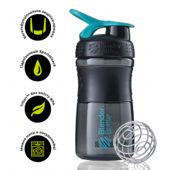 Шейкер спортивный бутылка BlenderBottle SportMixer 20oz/590ml Black/Teal Original Костопіль
