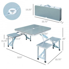 Комплект для пикника раскладной стол с 4 стульями RIAS Picnic Table 135х85х66 см алюминиевый (3_03499) Ворожба