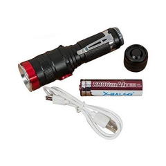Ручной фонарь аккумуляторный Bailong BL-736-T6 черный с красным (1757000151) Олександрія