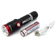 Ручной фонарь аккумуляторный Bailong BL-736-T6 черный с красным (1757000151) Олександрія