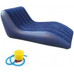 Надувное кресло диван для отдыха OPT-TOP Shaped S-образное со спинкой насос в комплекте 160х90х60 см Синий (2104618503) Вараш