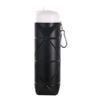 Складная бутылка силиконовая с карабином water bottle 600 мл Черный (Н051120)