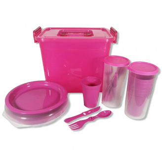 Набор посуды Plastic's Craft Пикник ЛЮКС на 6 персон Розовый 2000182397156