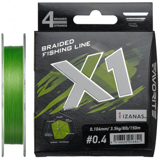 Шнур Favorite X1 PE 4x 150m #0.3/0.090mm 6lb/2.9kg (1013-1693.11.39)