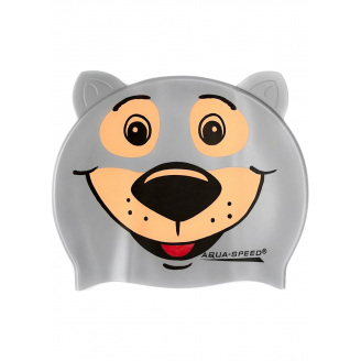 Шапка для плавания Aquaspeed ZOO BEAR 5761 Серый медведь (5908217657619)