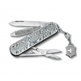 Складной нож Victorinox Classic SD Brilliant Damast 58 мм 5 функций Дамасская сталь (0.6221.34)