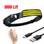 Мощный фонарь с улучшенным аккумулятором SUNROZ 10W W689-3 1500 mAh 3xCOB+XPE 1000LM USB Type-C IPX4 Черный Суми