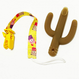 Комплект прорезыватель для зубов 2Life Кактус Коричневый и держатель Желтый (vol-10334)