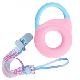 Силиконовый прорезыватель-игрушка для зубов ребенка и держатель 2Life Замочек Y4 Розовый (v-11633)