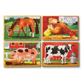Дерев'яний пазл 4 в 1 Melissa&Doug "Тварини на фермі" 12х4 елементів 15х20 см MD13793