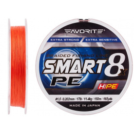 Шнур Favorite Smart PE 8x 150м #1.5/0.202mm 17lb/11.4kg Красный (1013-1693.10.84)