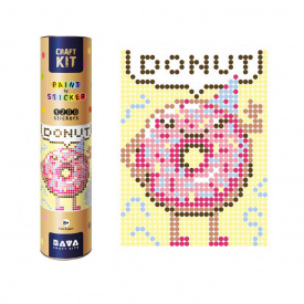 Картина за номерами стікерами в тубусі Умняшка Пончик 33х48см 1200 стікерів. 1869