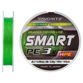 Шнур Favorite Smart PE 3x 150м #0.3/0.09mm 6lb/2.9kg Зеленый (1013-1693.10.63)