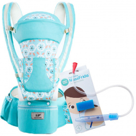 Хіпсіт Ерго-рюкзак Baby Carrier 6 в 1 М'ятний та Дитячий назальний аспіратор (vol-1435)