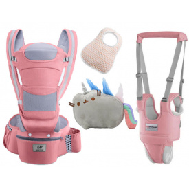 Хипсит Baby Carrier эрго-рюкзак кенгуру переноска 6 в 1 игрушка Пушин кот Радуга (vol-1887) Розовый