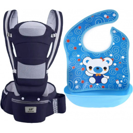 Хипсит эрго-рюкзак кенгуру переноска слюнявчик-трансформер Baby Carrier 20 кг 6 в 1 Темно-синий (n-9866)