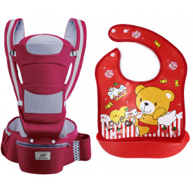 Хипсит эрго-рюкзак кенгуру переноска слюнявчик-трансформер Baby Carrier 20 кг 6 в 1 Бордовый (vol-9888)