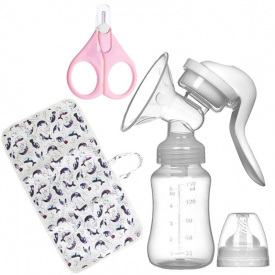 Ручний молоковідсмоктувач Purple Berry Rabbit 150 мл та пелюшка 60х35 см та ножиці Рожеві (v-11908)