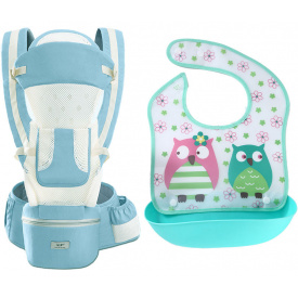 Хипсит эрго-рюкзак кенгуру переноска с сеткой слюнявчик-трансформер Baby Carrier 20 кг 6 в 1 Мятный (n-9877)