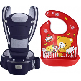 Хипсит эрго-рюкзак кенгуру переноска слюнявчик-трансформер Baby Carrier 20 кг 6 в 1 Темно-синий (vol-9863)