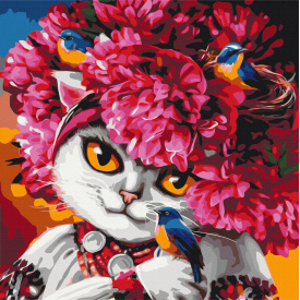 Картина за номерами BrushMe серії Патріот "Квітуча кішка ©Маріанна Пащук" 50х50см BS53223M