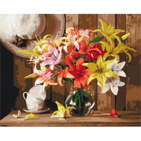 Картина за номерами BrushMe "Фарбовий букет лілій" 40х50см BS52767
