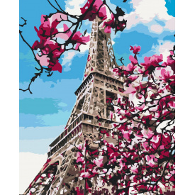 Картина за номерами BrushMe "Цвітіння магнолій у Парижі" 40х50см BS32320