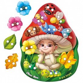 Дерев'яна шнурівка "Мухоморчик" Ubumblebees ПСД132 PSD132