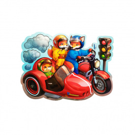 Пазл Багатошарові вкладки "Лисенята на мотоциклі" Ubumblebees ПСД211 PSD211 39 елементів