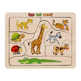 Дерев'яний пазл-вкладиш "Де? Чий візерунок?" Ubumblebees ПСД074 PSD074 сортер