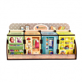 Дерев'яна настільна гра "Шафи з одягом" Ubumblebees ПСД061 PSD061 сортер-комодик