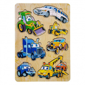 Дерев'яний пазл-вкладиш "Машинки-великий" Ubumblebees ПСД058 PSD058 7 елементів