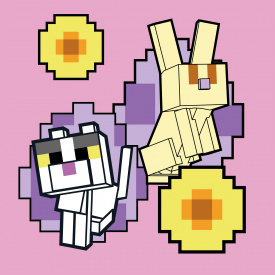 Картина за номерами Santi Майнкрафт Кролик та котик 25х25 см Різнокольоровий (955470)