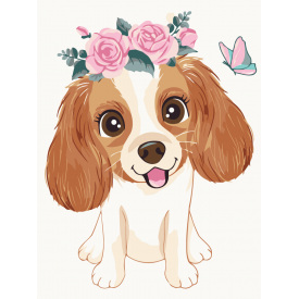 Дитяча картина за номерами BrushMe "Собачка у віночку" 30х40см KBS7115