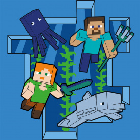 Картина за номерами Santi Майнкрафт Стів та Алекс у підводному світі 25х25 см Різнокольоровий (955475)