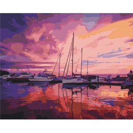 Картина за номерами BrushMe "Рожевий світанок у яхтклубі" 40х50см BS52644