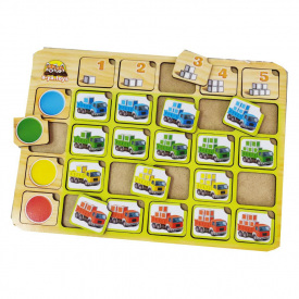 Дерев'яний пазл-сортер "Вантажівки" Ubumblebees ПСФ102 PSF102 колір та рахунок