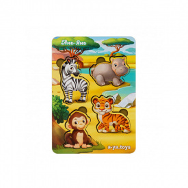 Дерев'яний пазл-вкладиш "Тварини Африки-1" Ubumblebees ПСФ059 PSF059 фон із підказкою