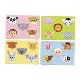 Дерев'яний пазл-вкладиш "Веселі мордочки" Ubumblebees ПСД029 PSD029 дорожній варіант