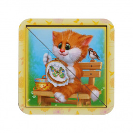 Дерев'яний пазл-вкладиш "Котик - 5" Ubumblebees ПСД116 PSD116 розрізний