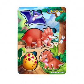 Дерев'яний пазл-вкладиш "Динозаври" Ubumblebees ПСФ124 PSF124 фон із підказкою