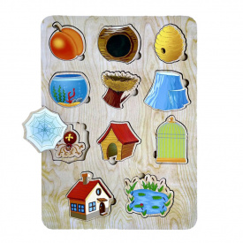 Дерев'яний пазл-вкладиш "Хто? Де живе?" Ubumblebees ПСД059 PSD059 сортер