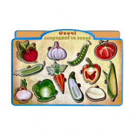 Дерев'яний пазл-вкладиш "Овочі зовні та всередині" Ubumblebees ПСД194 PSD194